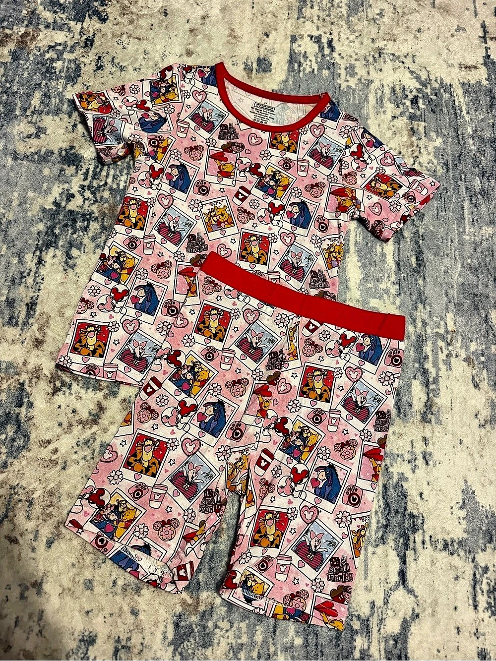 3T NEW Bamboo Disney Kids Pink & Red Printed Pajama Set